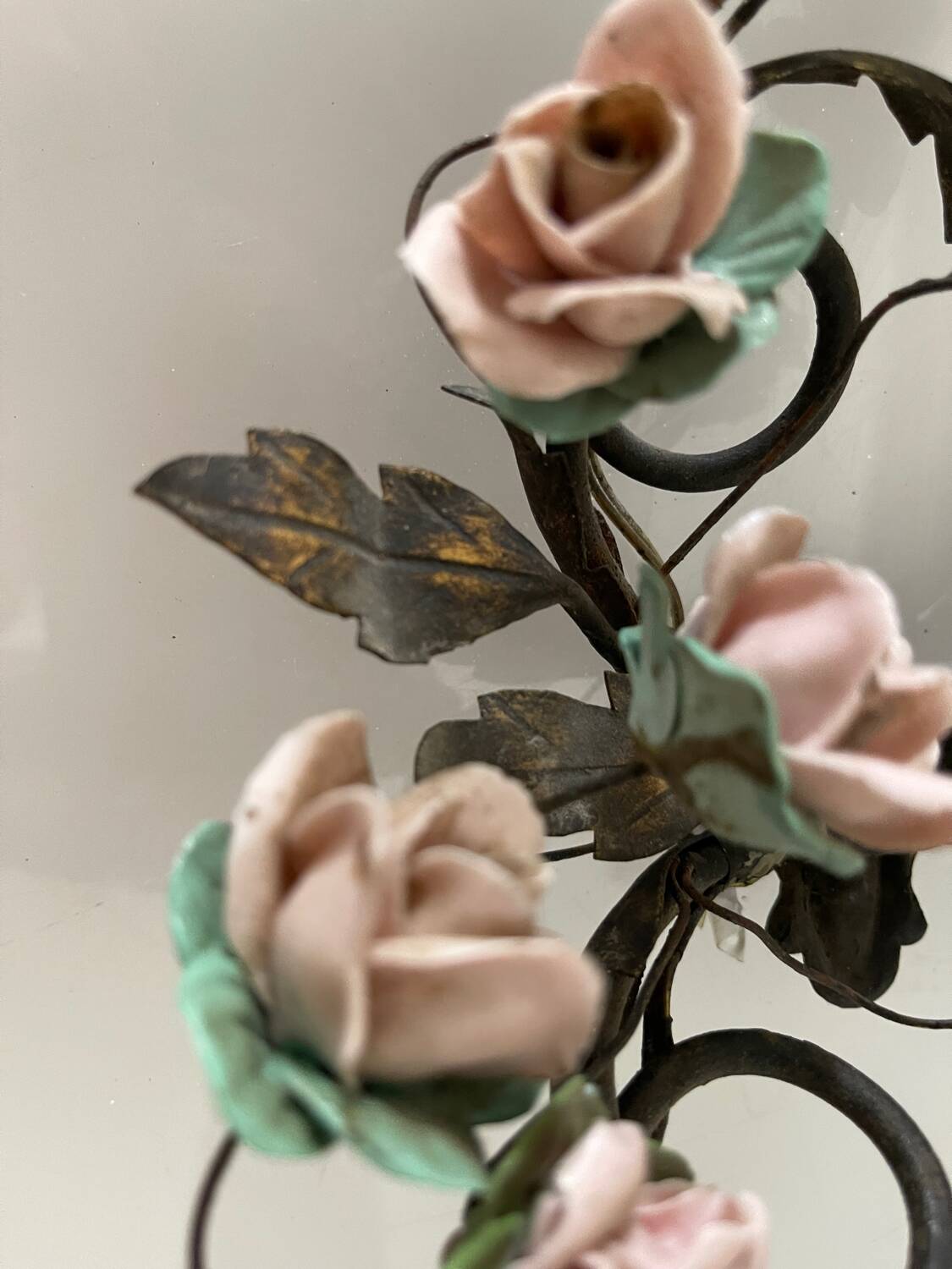 Italian Tole Rose Flower Sconces Set of 2