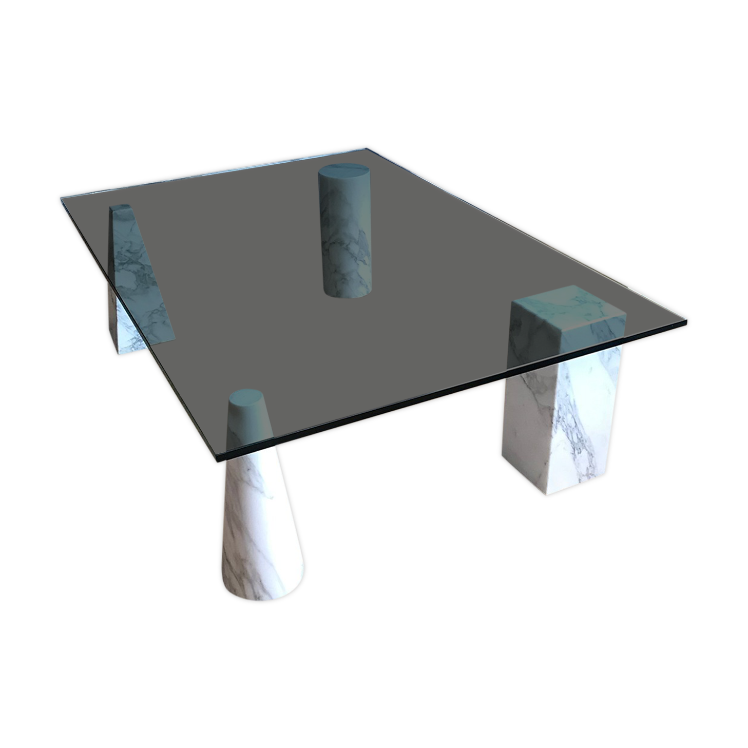 Sculptural italian coffee table with marble feet, 1970