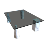 Table basse italienne avec des pieds en marbre, années 70