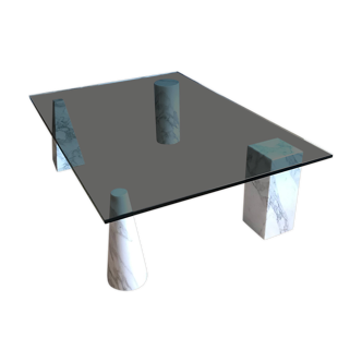 Sculptural italian coffee table with marble feet, 1970