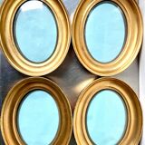 Lot of 4 Antique Oval Gilded Frames  CONVEX glass , each frame 19.5 cm x 15.5 cm