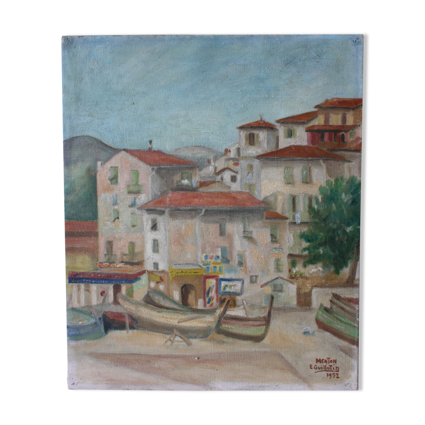 Oil on canvas representing Menton 1952