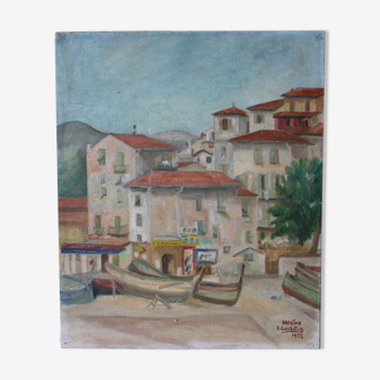 Oil on canvas representing Menton 1952