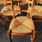 6 rustic Paillé chairs in Louis XV style