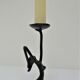 Sculptural candlestick anthropomorphic bronze blackened with woman's figure 70s