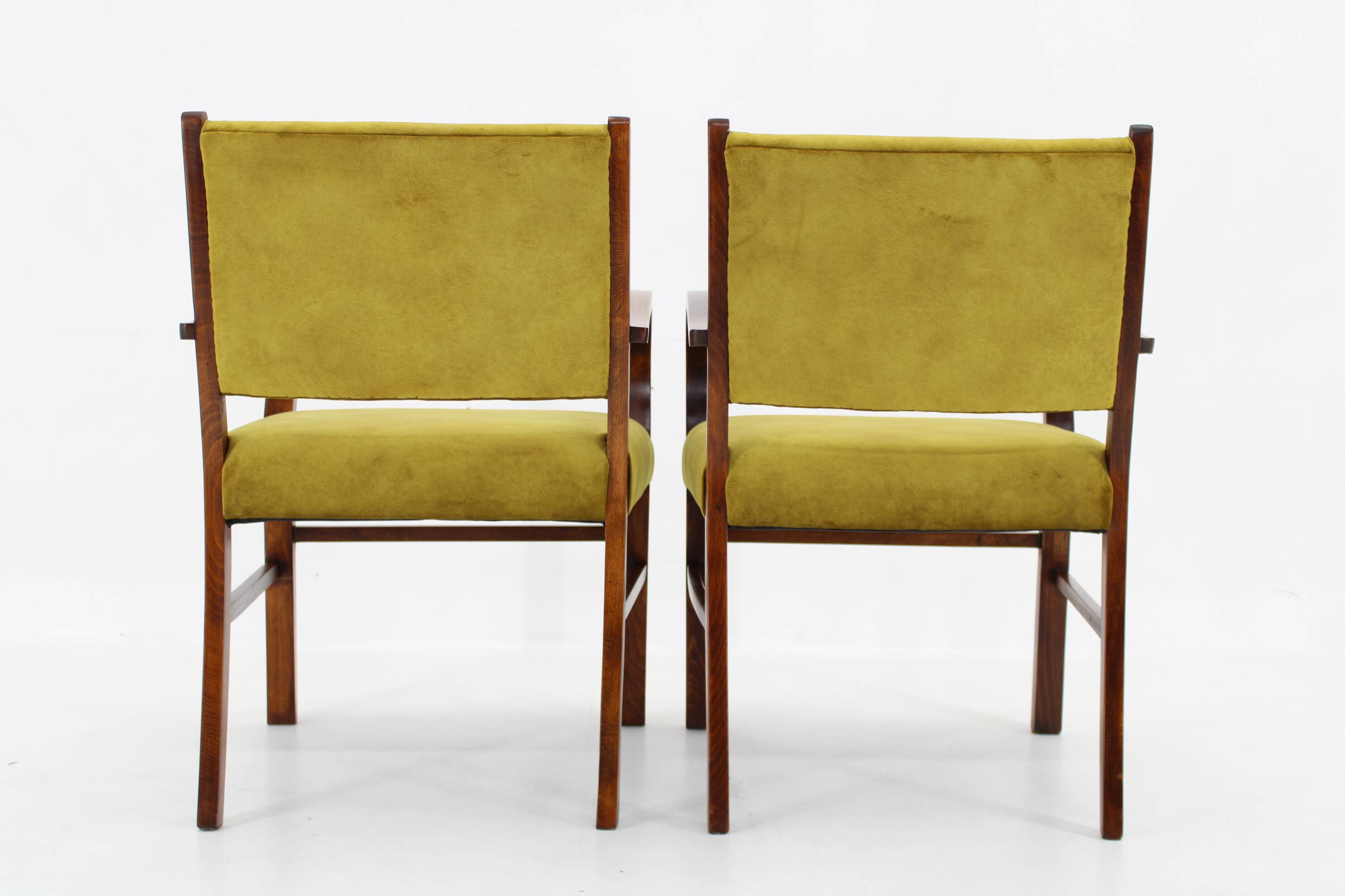1940s Pair of Restored Beech Art Deco Armchairs ,Czechoslovakia