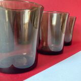 Lot of 6 smoked glasses duralex vintage 70s - retro - kitchen