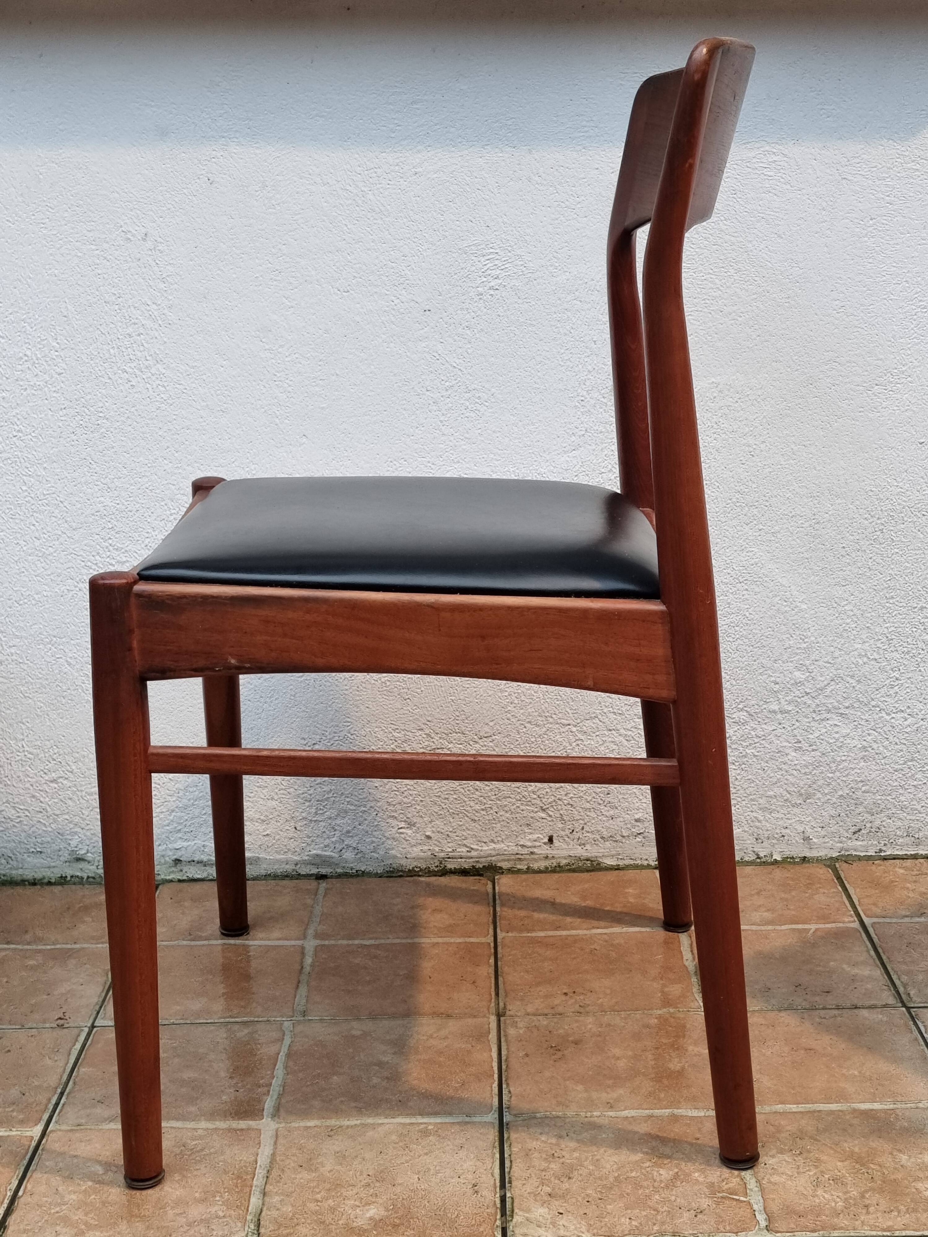 5 vintage Henning Kjaernulf chairs, model 26, teak, Denmark, 1960s