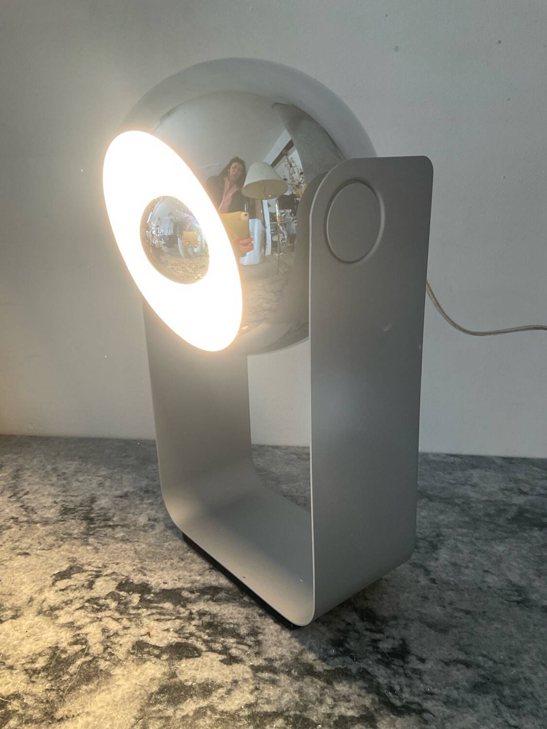 Pair of Eyeball lamps in chrome metal and aluminium