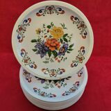 Service 9 assiettes plates Moulin des Loups Orchies modèle Derby multicolores