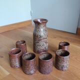 Orangeade service pitcher and 6 glasses in pyrite stoneware