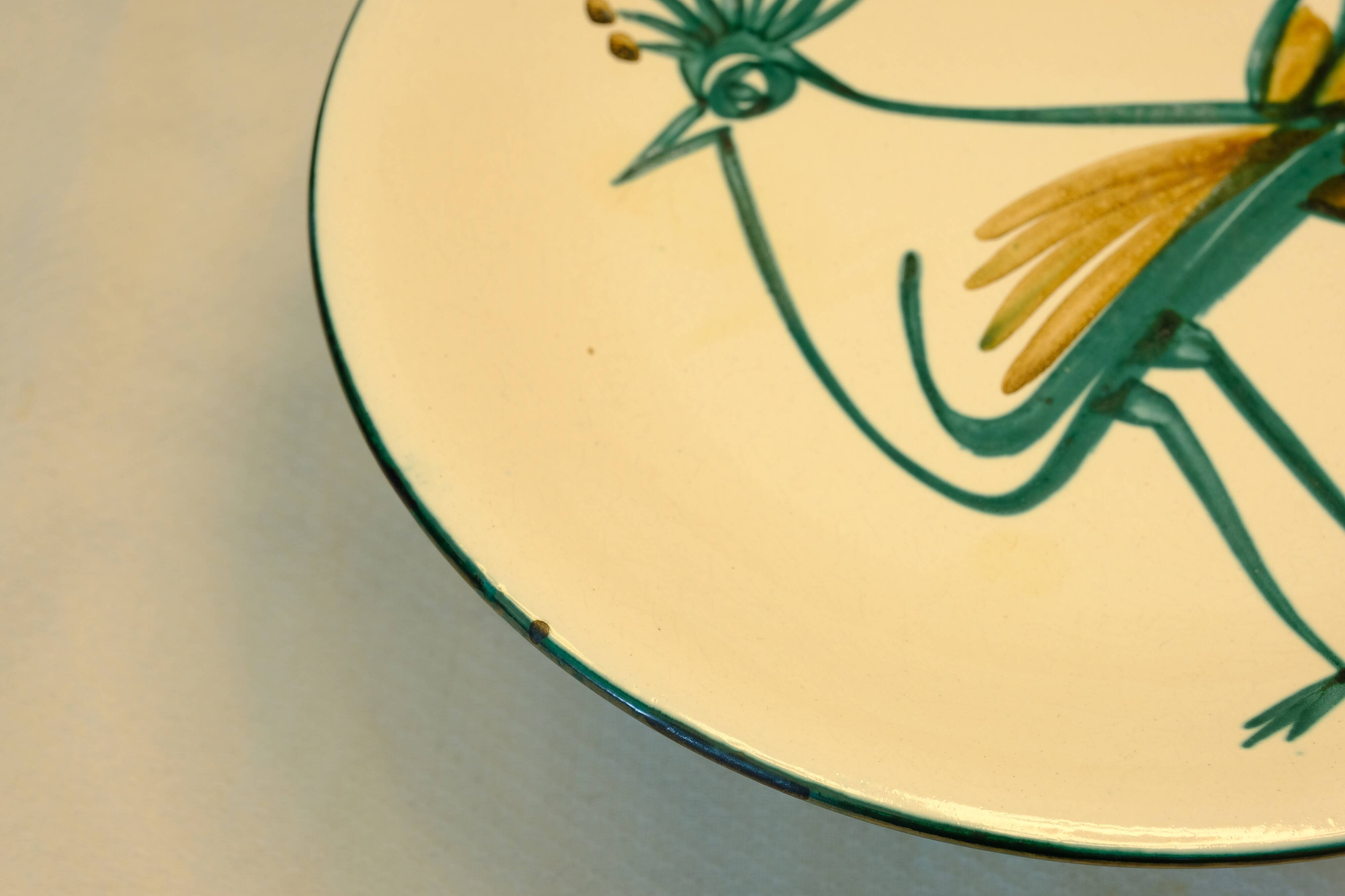 Plat à décor d'oiseau par Robert Picault 1950