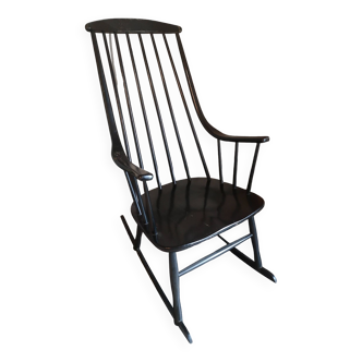Black rocking chair "Grandessa" by Lena Larsson from the 60s for Nesto