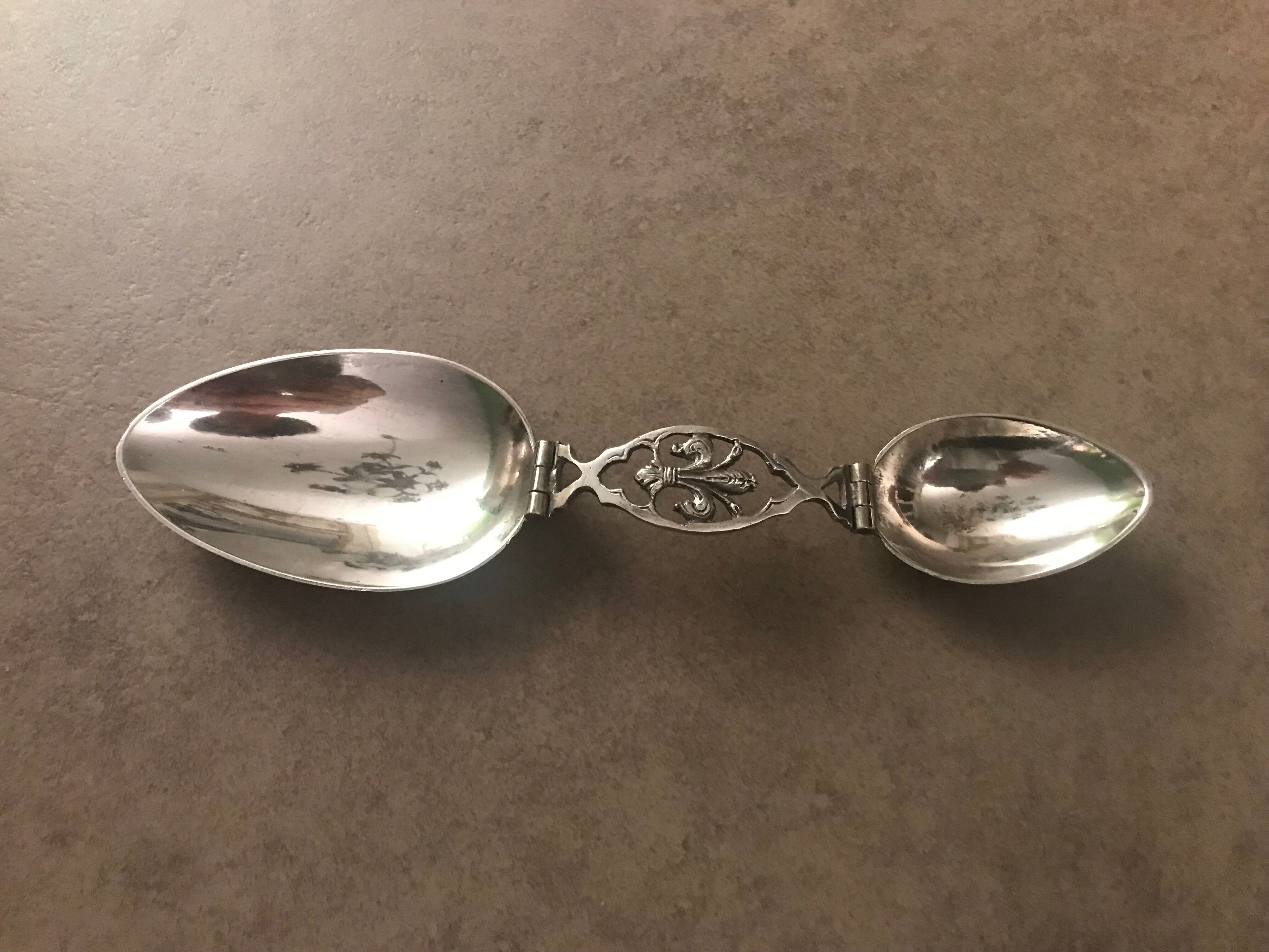 Double Travel Spoon Silver Metal
