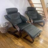 Pair of Scandinavian armchairs with a footrest from the NELO brand