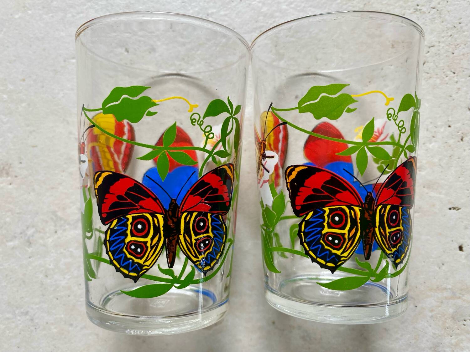 Vintage butterfly glass duo