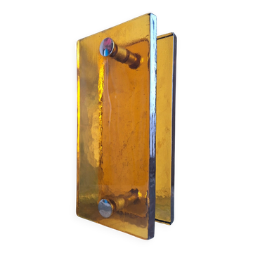 Paire de grandes poignées de porte vintage en pâte de verre, décoratio