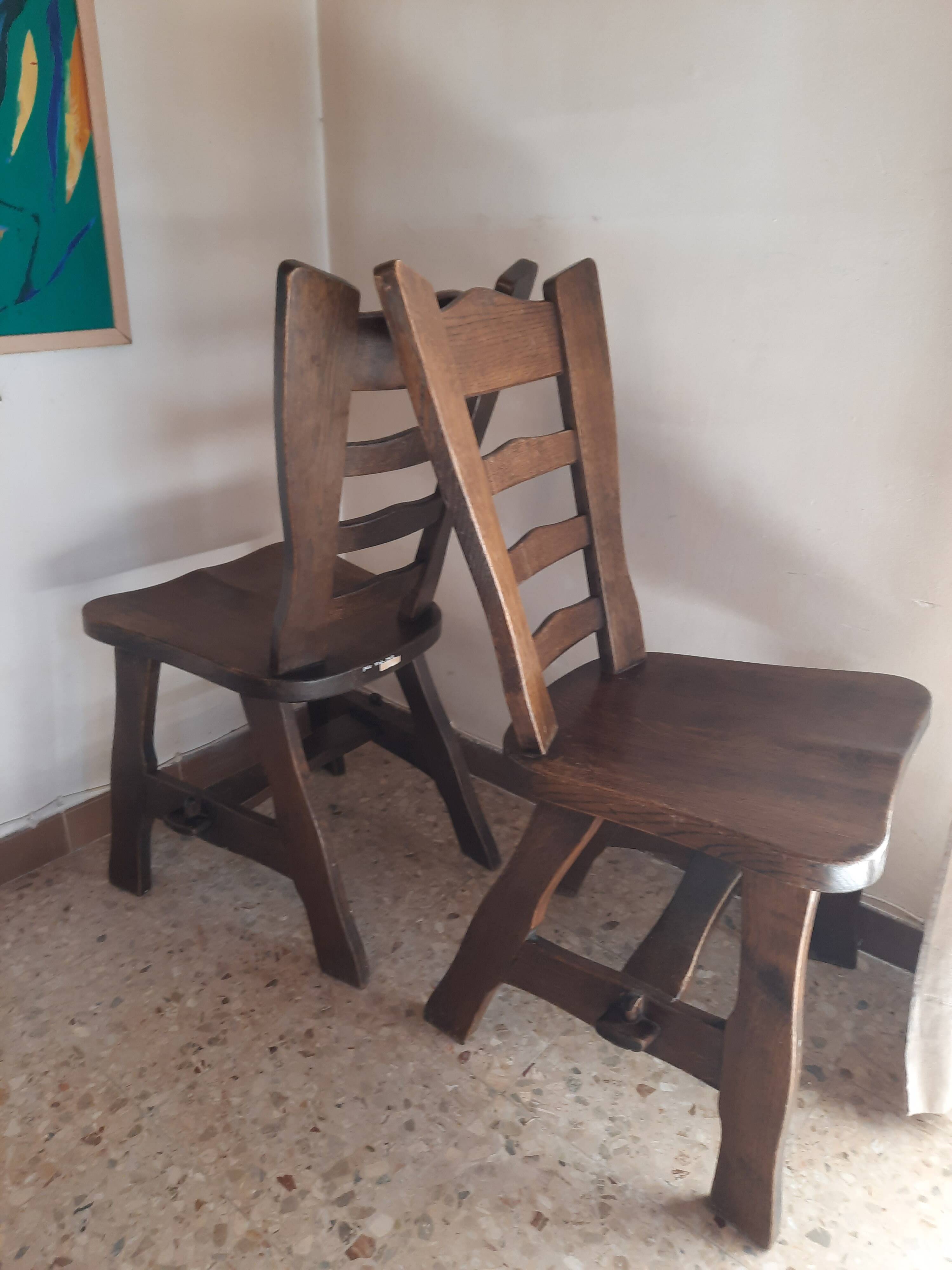 Pair of brutalist bistro chairs from the 70s Poland