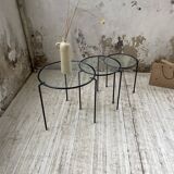 1950s metal and glass nesting coffee tables