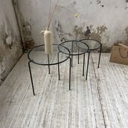 Tables basses gigogne métal et verre années 50