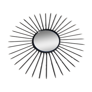 Miroir soleil en métal noir vintage