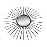 Vintage black metal sun mirror 1950