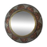 Round Mirror Flower Antique Brass