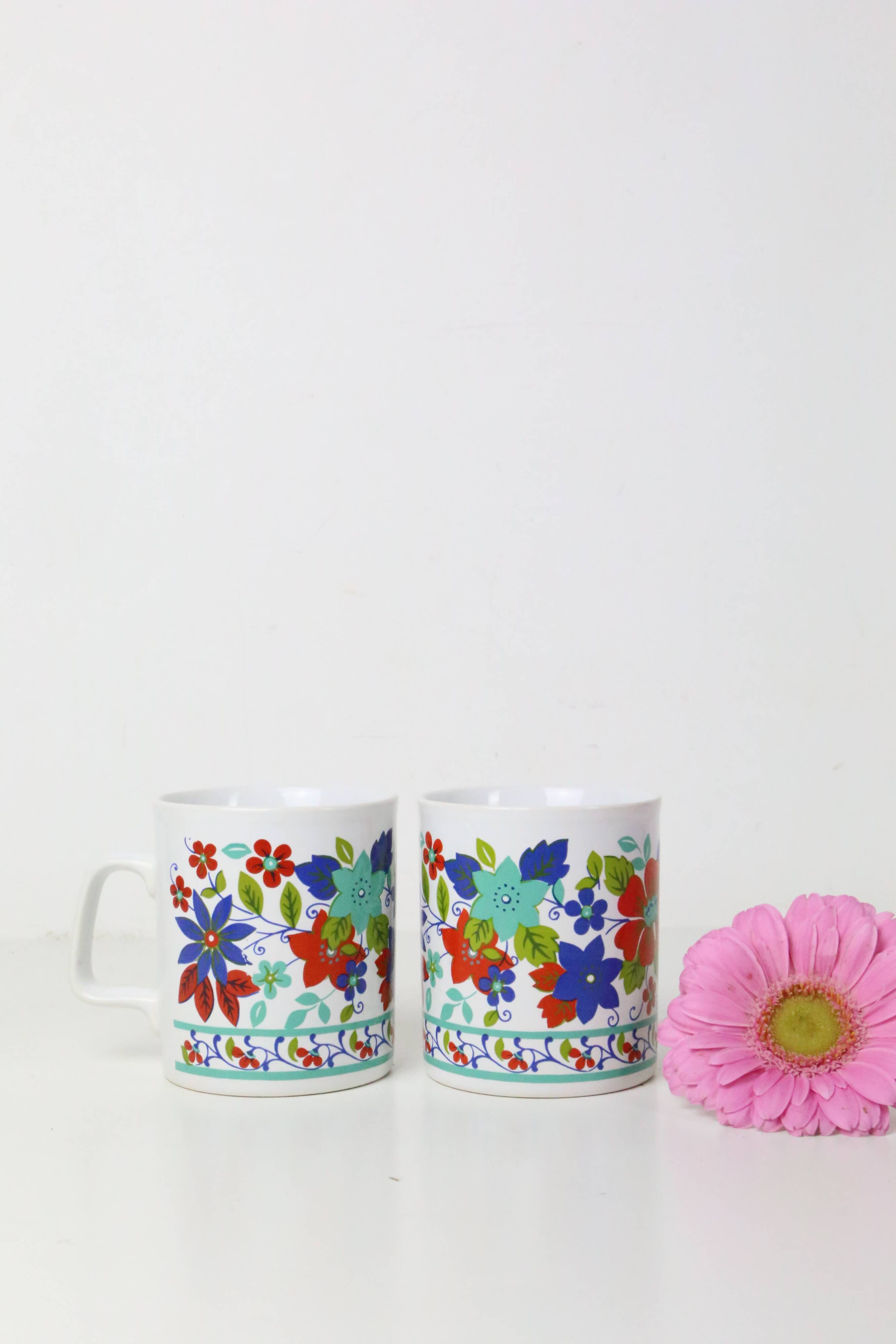 pair of Kiln Craft mugs, English pottery, Staffordshire, Made in England, vintage