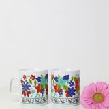 pair of Kiln Craft mugs, English pottery, Staffordshire, Made in England, vintage