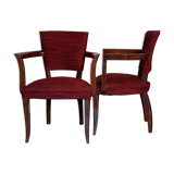 Pair of red Art Deco bridges chairs. Fully original. TBE