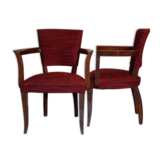 Pair of red Art Deco bridges chairs. Fully original. TBE