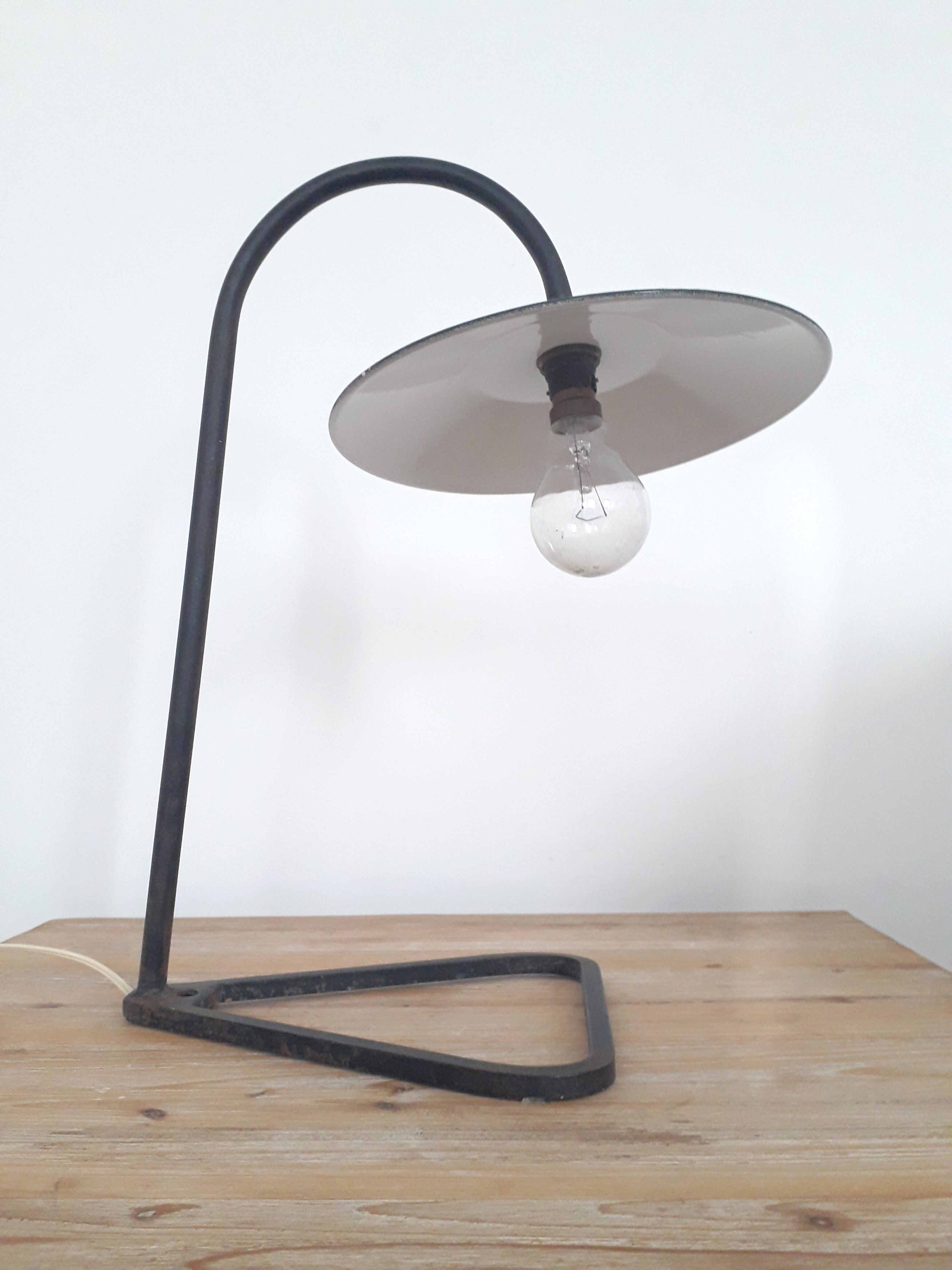 Desk / industrial lamp - Iron Enamelled Sheet Metal Green and White - 1940