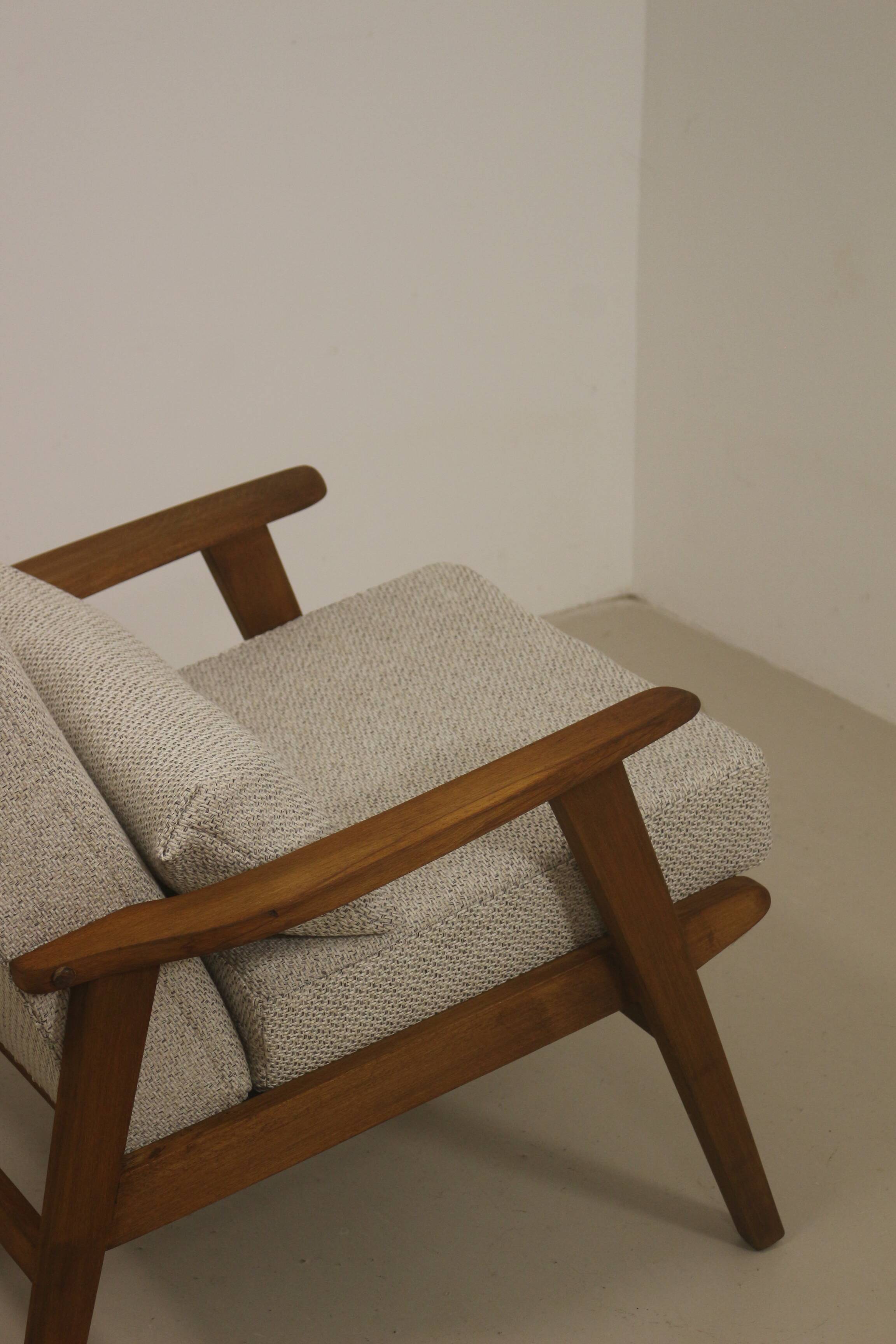 Scandinavian armchair 1960 rounded armrests