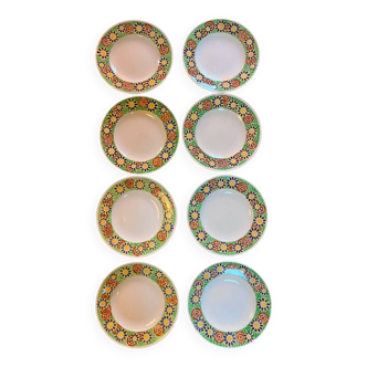 8 assiettes plates Creil Montereau modèle Kairouan