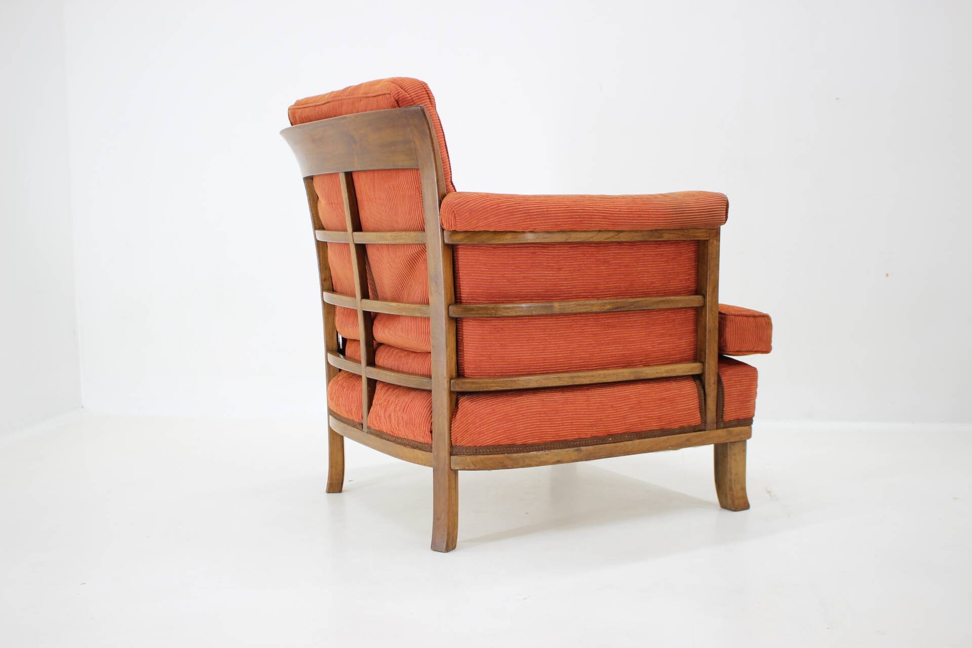 1930s art deco armchair with tabouret, czechoslovakia