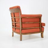 1930s art deco armchair with tabouret, czechoslovakia