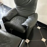 Vico magistretti, Maralunga for Cassina, in Leather with Footrest