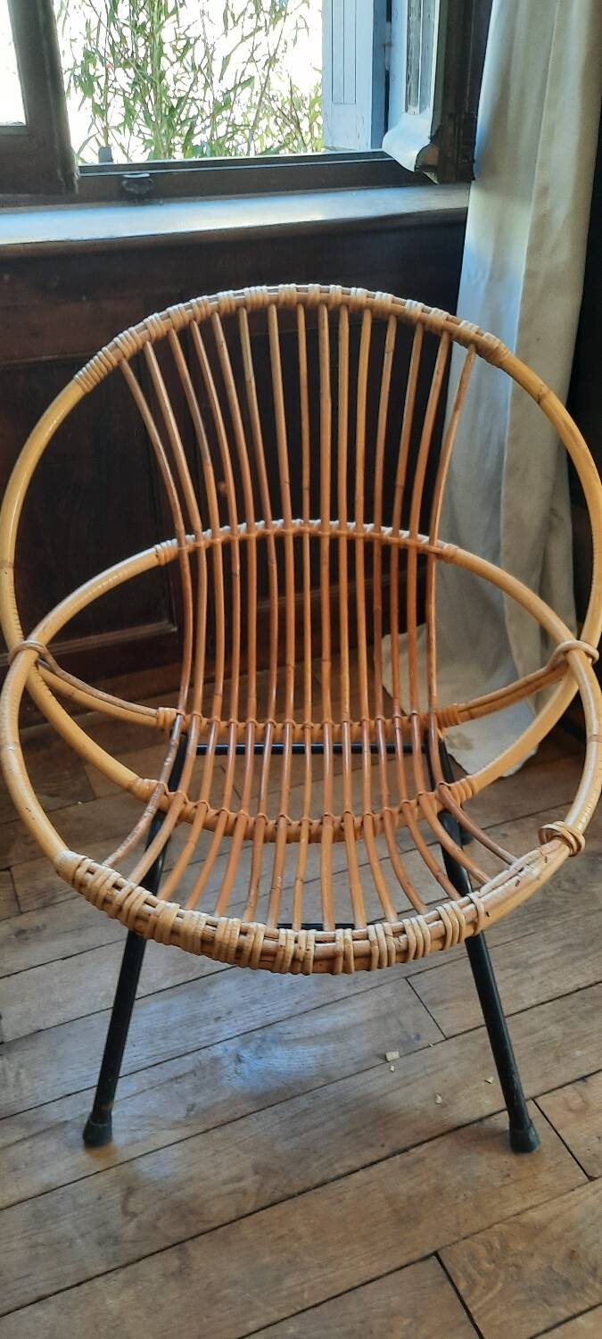 Pair of rattan armchairs