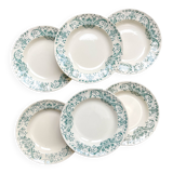 Set of 6 Antique Terre de Fer "Figuig" Soup Plates – Longchamp 19th Century