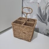 Wicker utensil storage basket