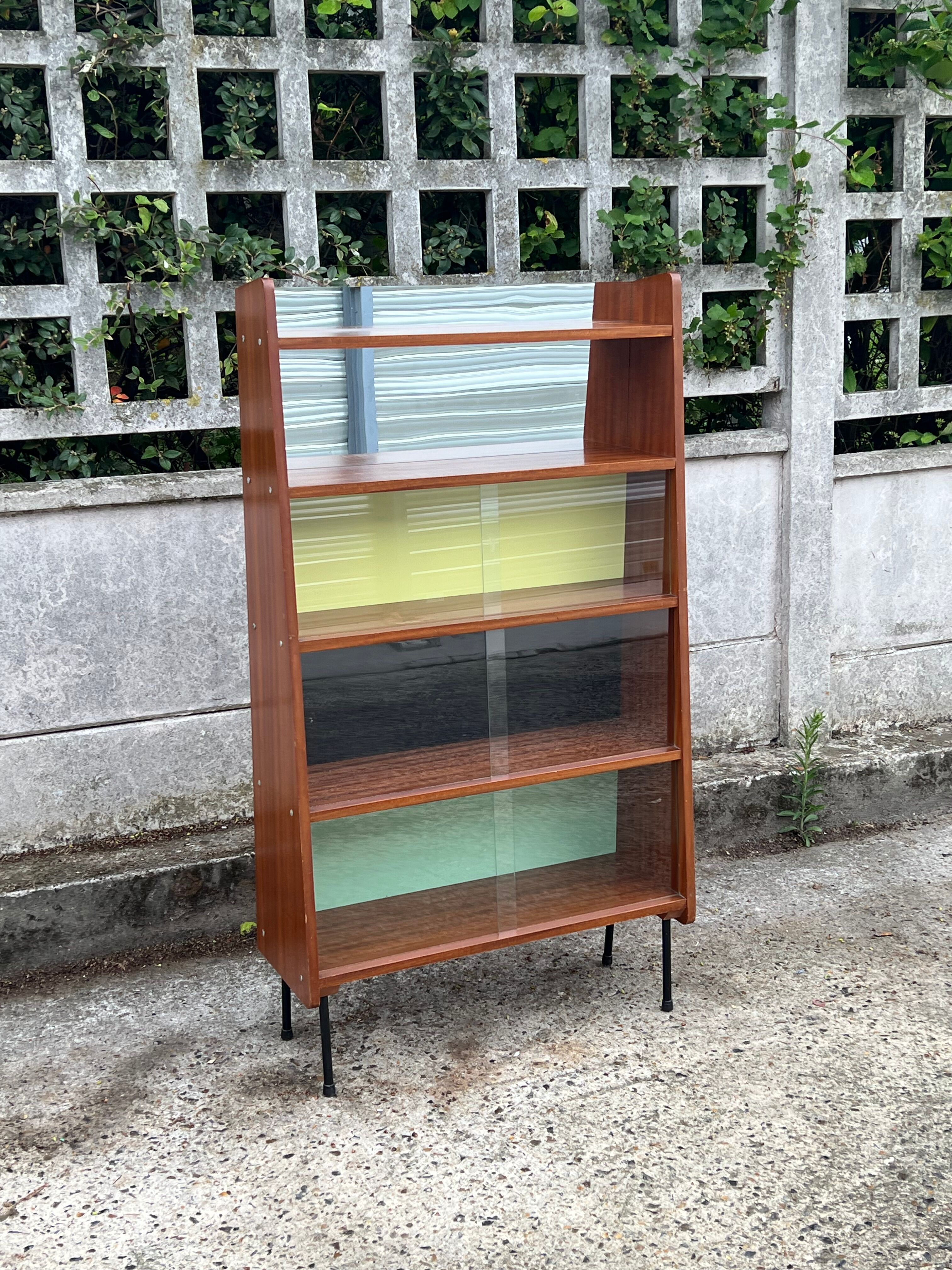 Small shelf 1950 style Guariche multicolored + mirror