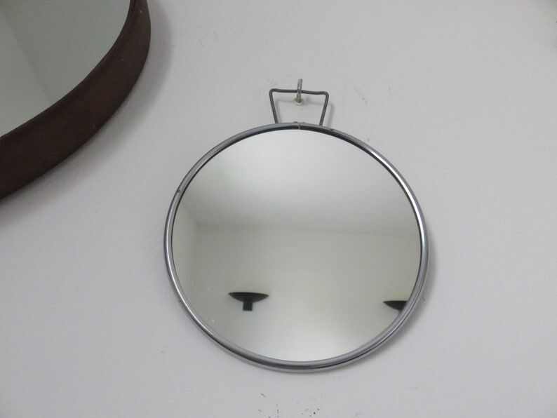 Wall-mounted round barber mirror 50s 60s