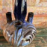 Pair of marbled blue soliflore vases