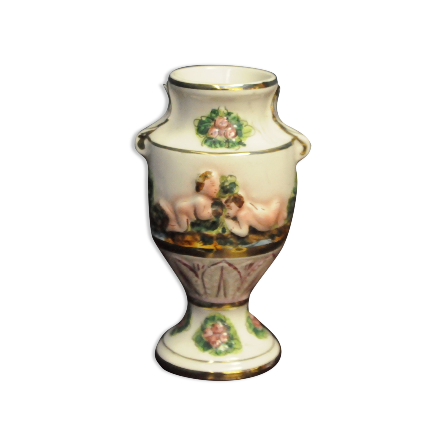 Amphora Capo Di Monte hand painted.