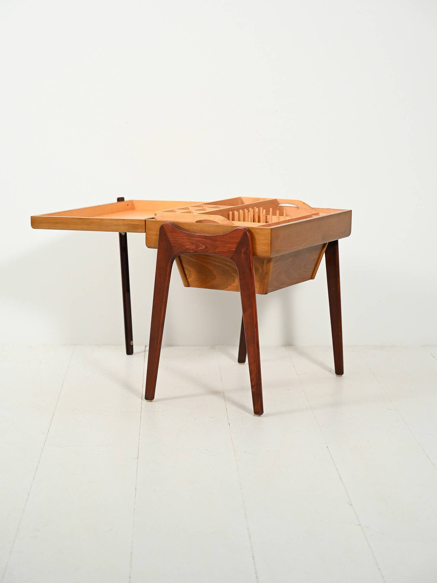Scandinavian Sewing Table in Teak and Oak