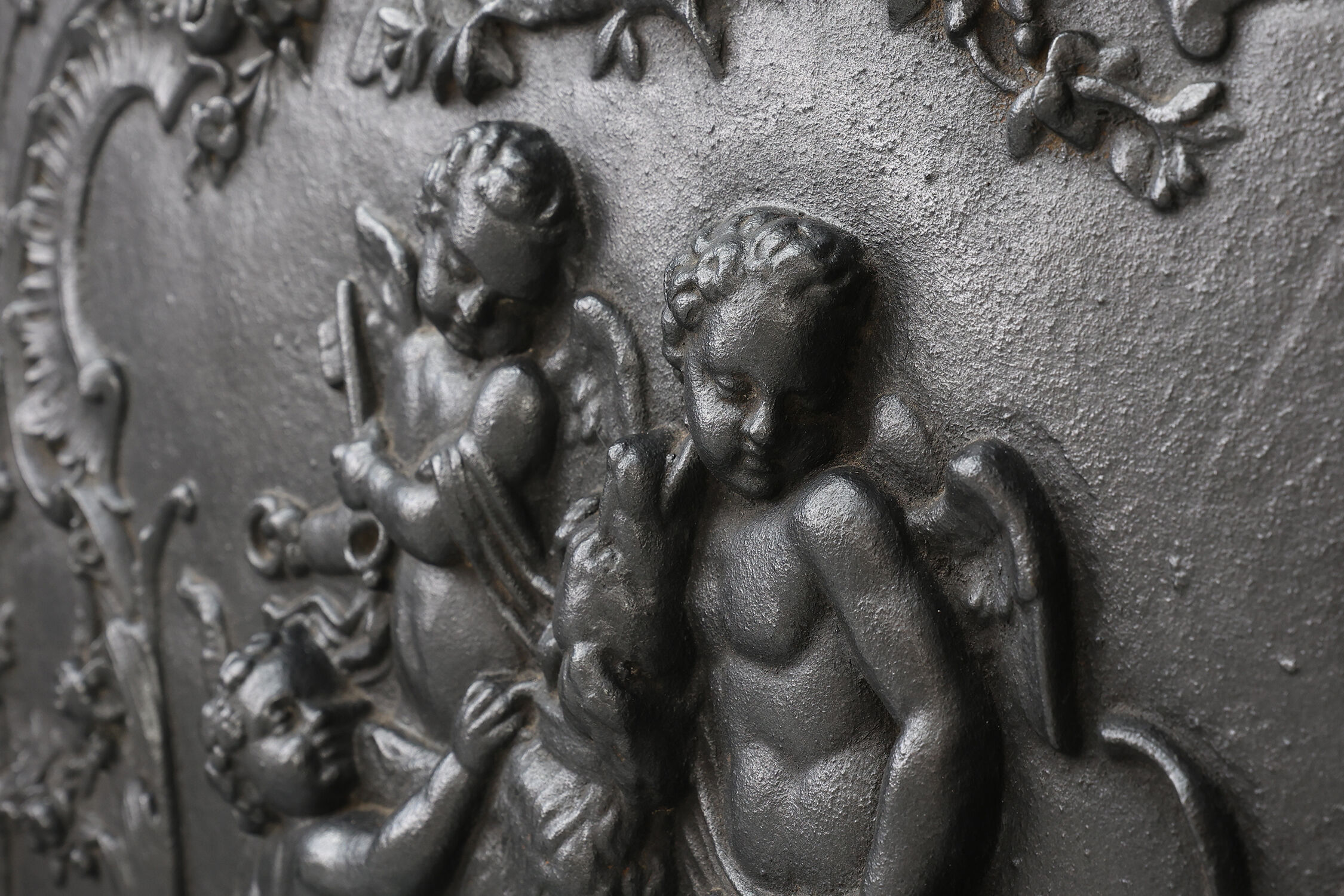 Antique Rococo style Fireback in cast iron, France ca. 1780