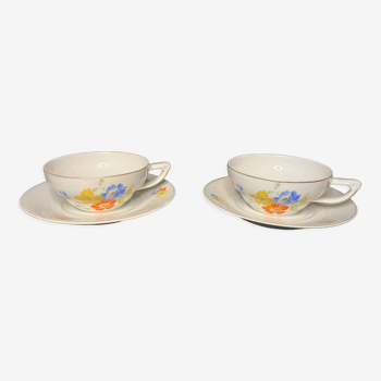 Deux tasses à café soucoupes porcelaine allemande vers 1960