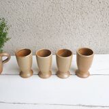 Set of 4 vintage stoneware mazagrans Village CNP