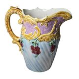 Art nouveau floral decorated barbotine pitcher