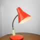 Adjustable Desk Lamp in Orange Painted Metal and Chrome-Plated Spiral Arm, 1970s